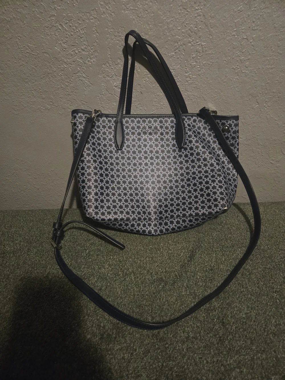KATE SPADE Blue Navy Link Pattern Small Tote Bag
